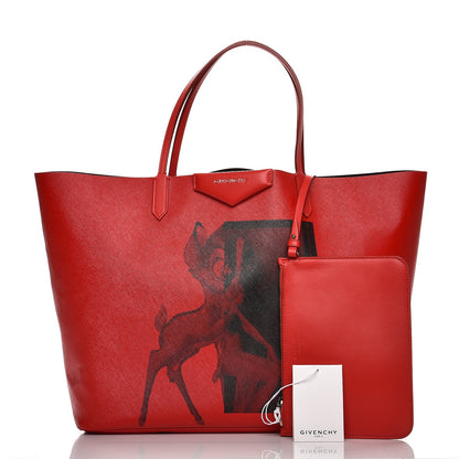 Givenchy Textured Coated Canvas Bambi Print Large Antigona Tote Red 4 of 9