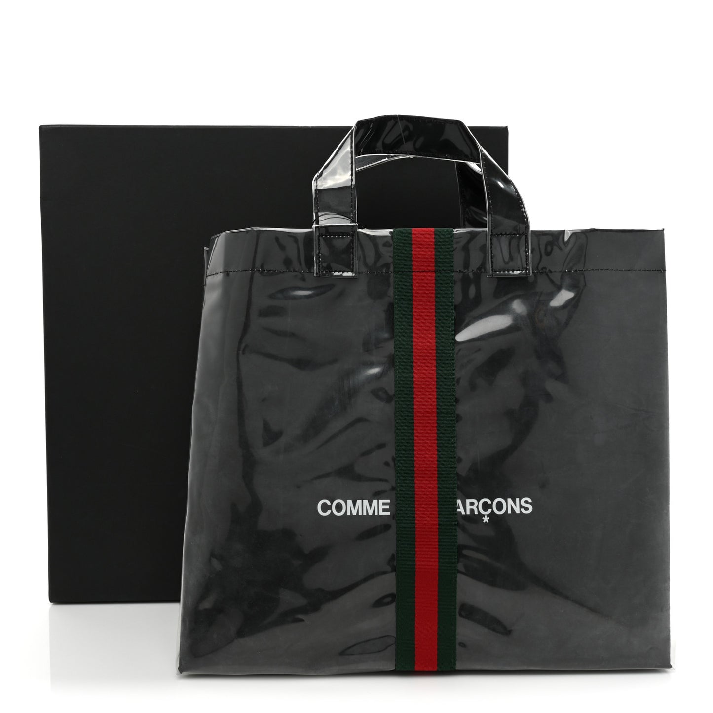 X Comme de Garçons Paper Plastic Web Shopper Tote Black