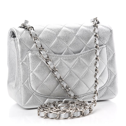 Chanel Metallic Lambskin Quilted Mini Square Flap Silver 3 of 11