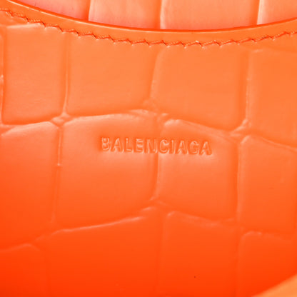 Balenciaga Semi Shiny Calfskin Crocodile Embossed Neo Classic Silver Hardware Mini City Orange 6 of 11