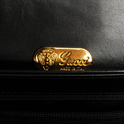 Gucci Woven Leather Bamboo Top Handle Bag Black 9 of 16