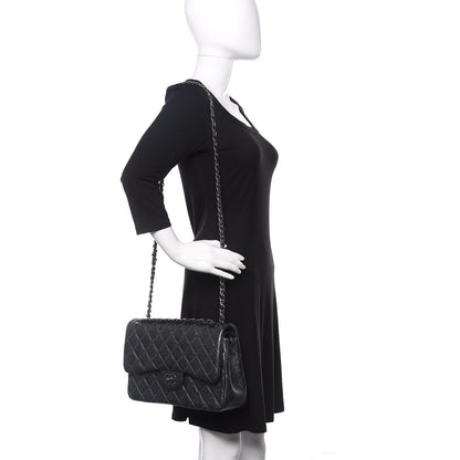 Chanel Metallic Caviar Quilted Jumbo Double Flap Dark Grey 2 of 11