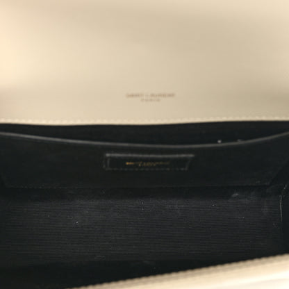 Saint Laurent Grain De Poudre Textured Mixed Matelasse Medium Triquilt Monogram Satchel Crema Soft 5 of 10