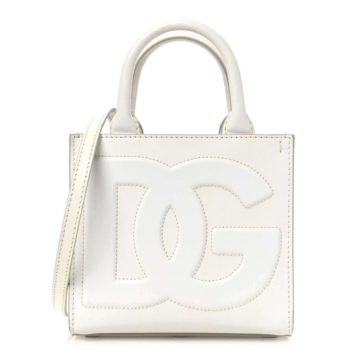 Calfskin Small DG Daily Shopper Tote White
