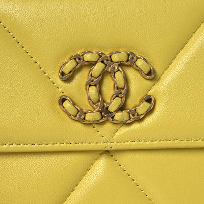 Chanel Lambskin Quilted Chanel 19 Flap Wallet Yellow 11 of 11