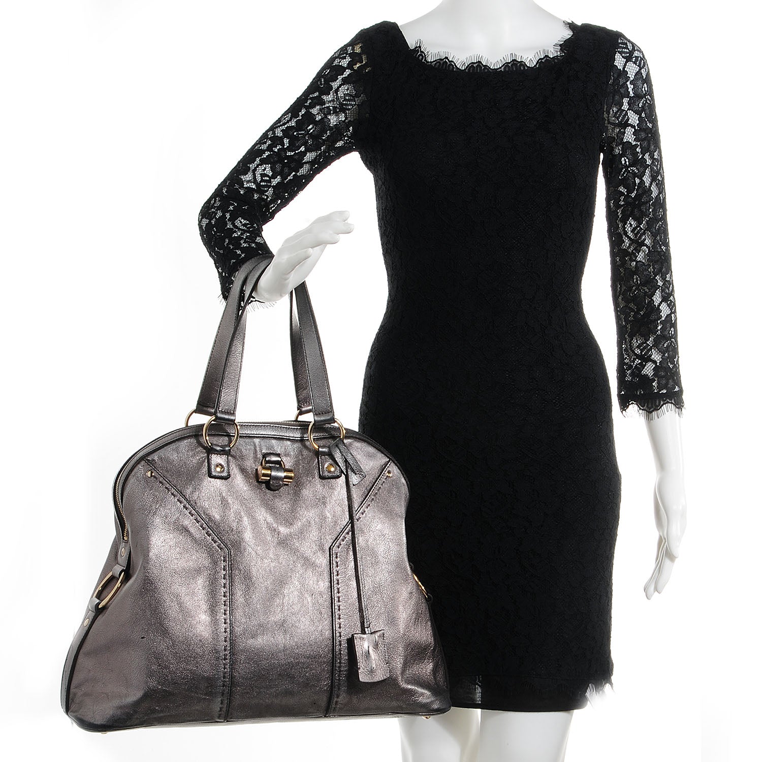 Saint Laurent Calfskin Oversized Muse Tote Silver 2 of 12