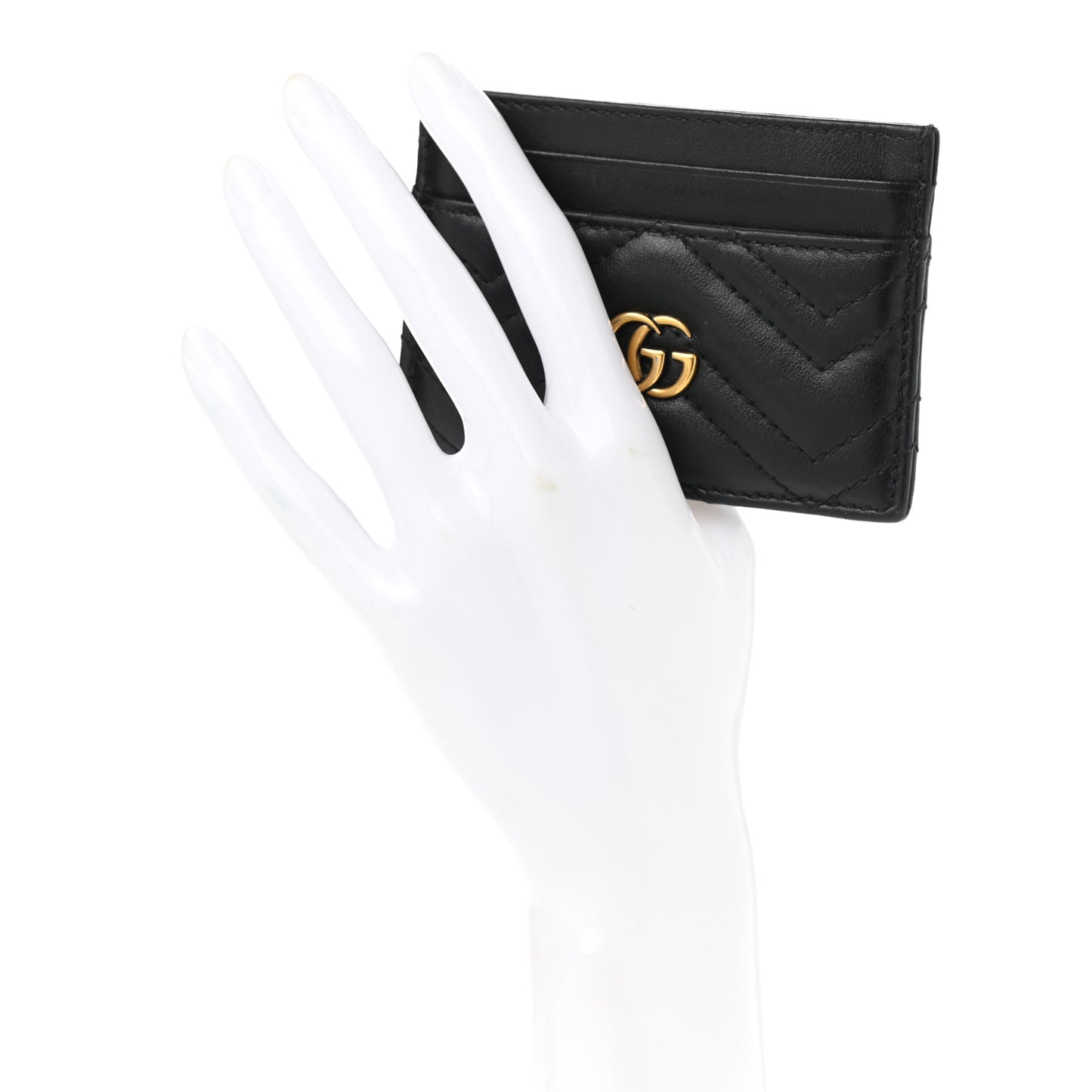 Calfskin Matelasse GG Marmont Card Holder Black