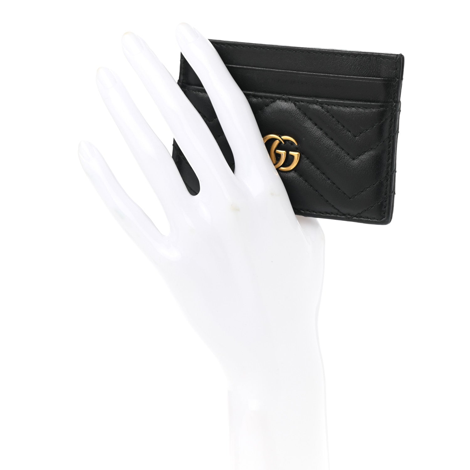 Gucci Calfskin Matelasse GG Marmont Card Holder Black 2 of 7