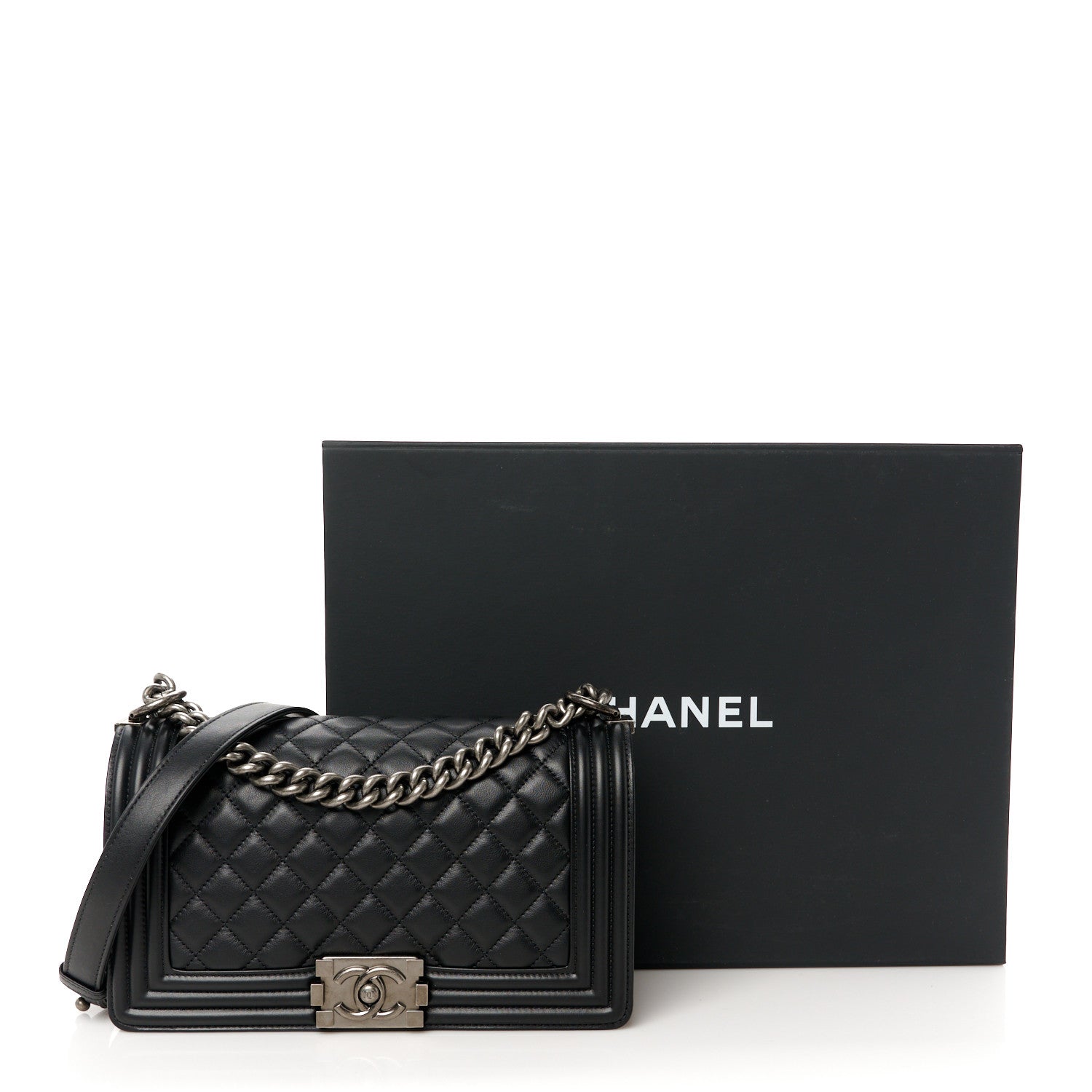 Chanel Calfskin Quilted Medium Boy Flap Black 11 of 11