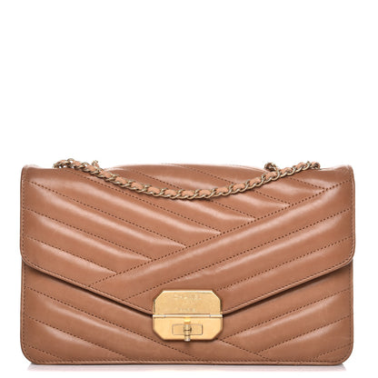 Chanel Calfskin Chevron Gabrielle Flap Brown 1 of 9