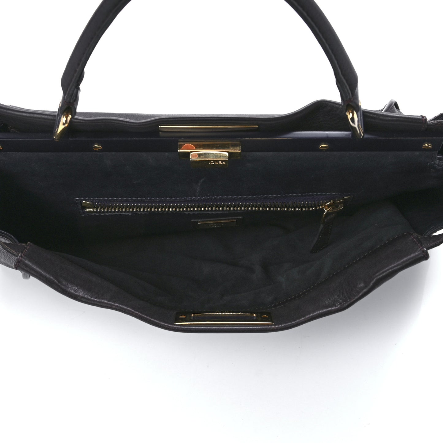 Vitello Dolce Marmol Large Peekaboo Iconic Satchel Ebano Blu Scuro
