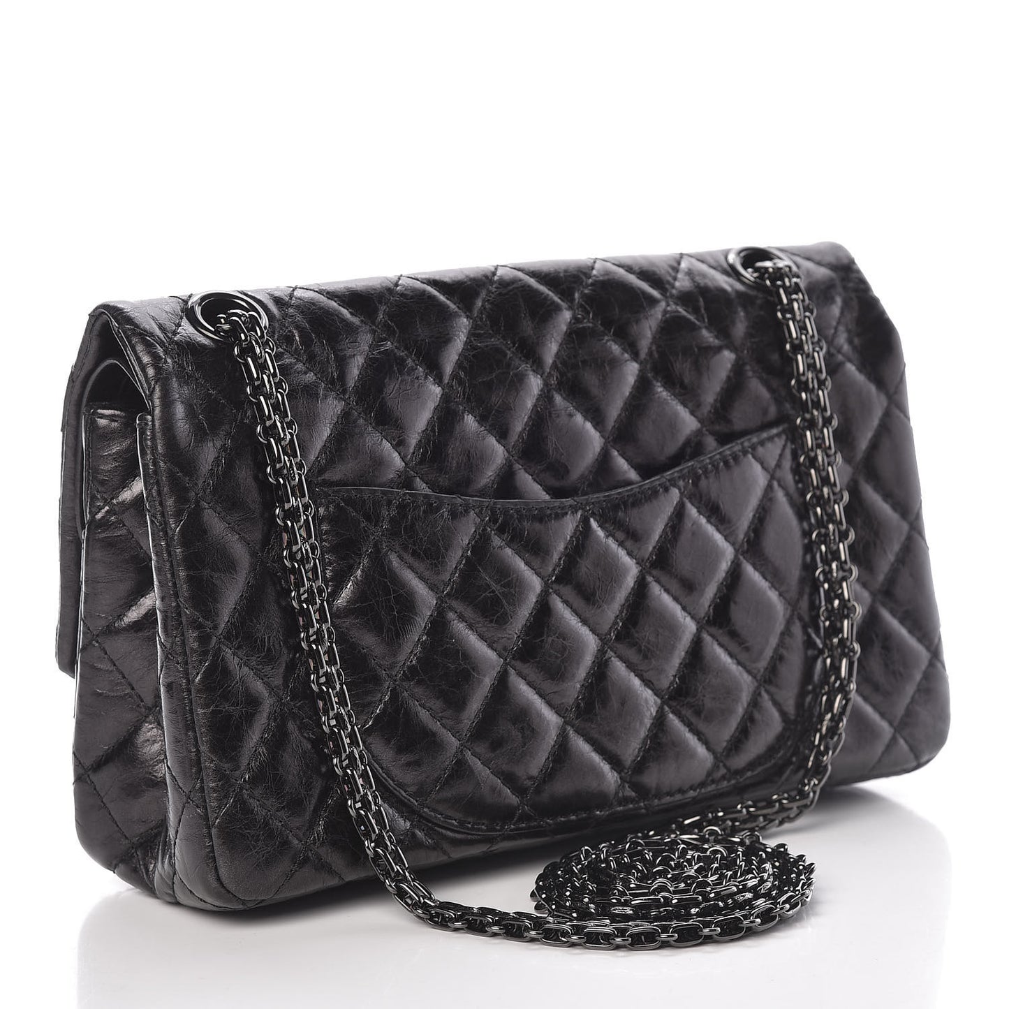 Metallic Aged Calfskin Quilted 2.55 Reissue 225 Flap So Black