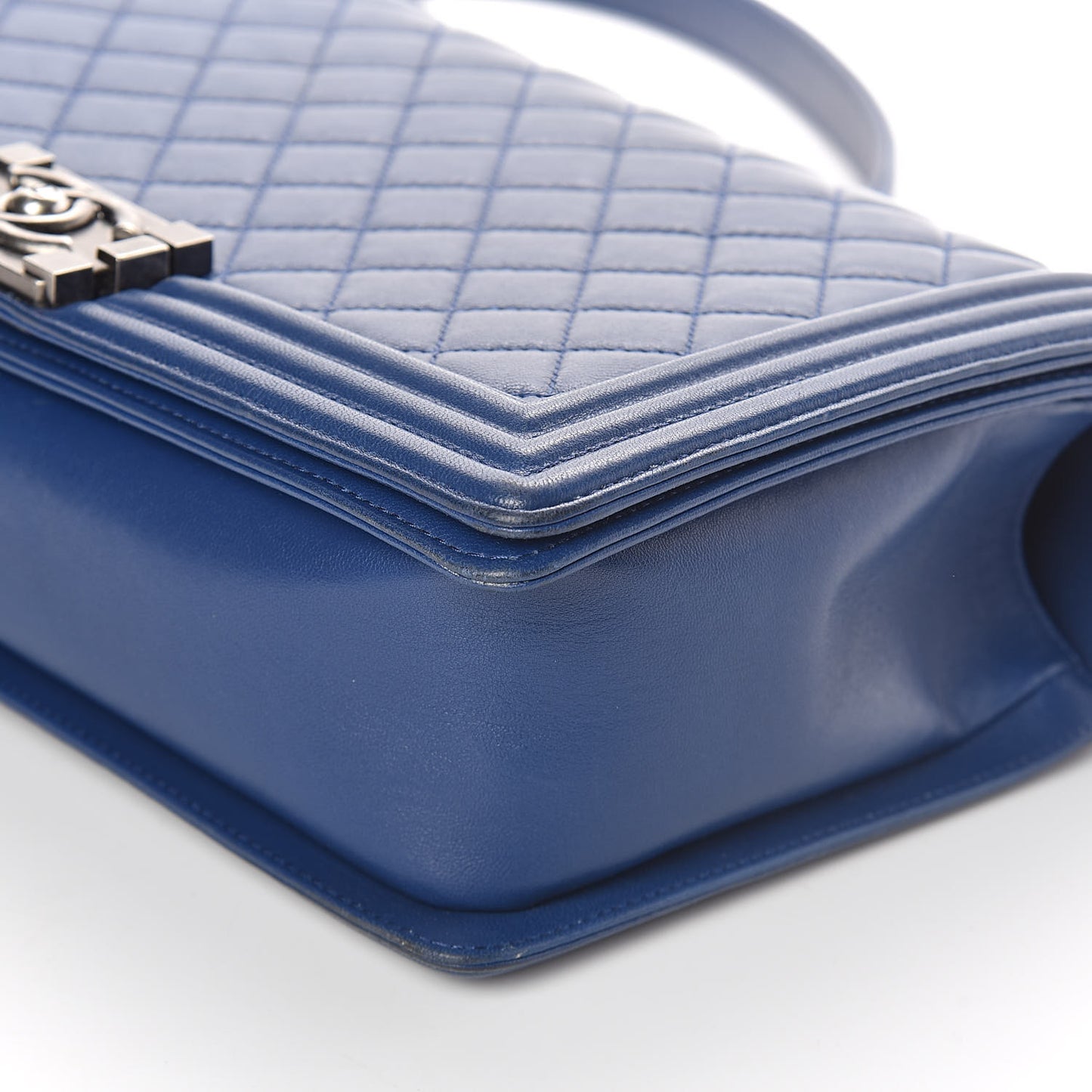 Lambskin Quilted New Medium Boy Flap Dark Navy Blue