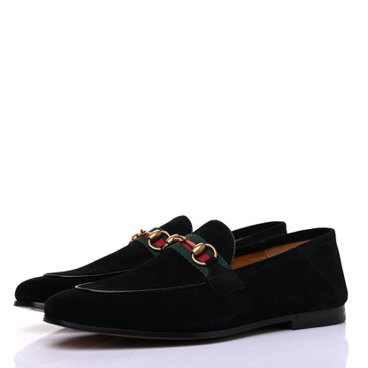 Gucci Suede Web Mens Horsebit Loafers 8 Black 3 of 12