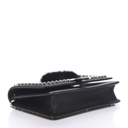 Fendi Vitello Elite Mink Fur Studded Karlito Tube Wallet on Chain Black 3 of 10