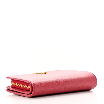 Prada Saffiano Metal Compact Wallet Peonia 4 of 8