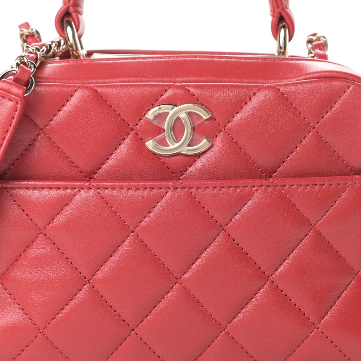 Chanel Lambskin Quilted Small Trendy CC Bowling Bag Red 9 of 13