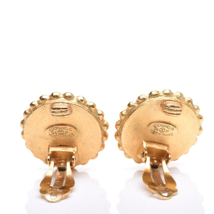 Chanel CC Clip On Earrings Black Gold 3 of 4