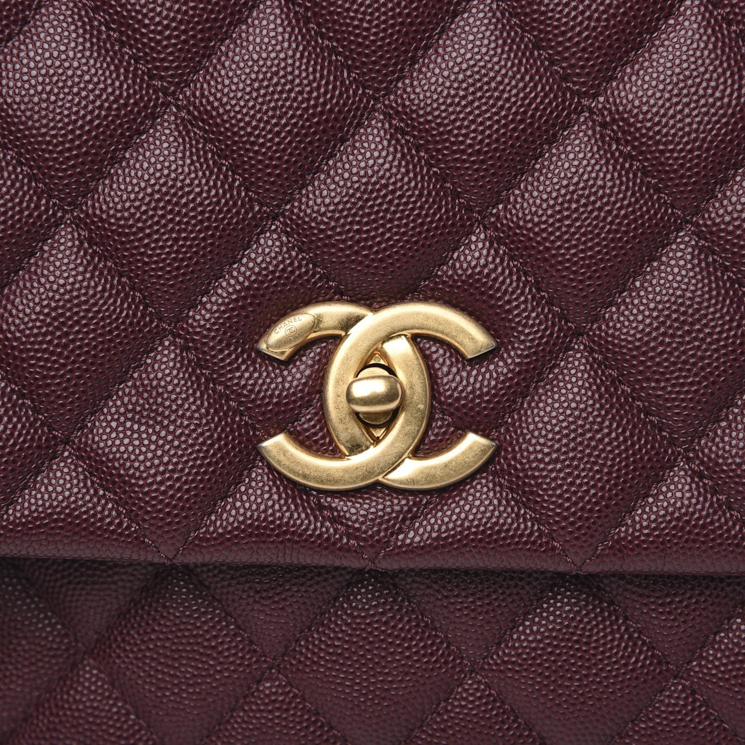 Chanel Caviar Elaphe Quilted Small Coco Handle Flap Burgundy 11 of 11