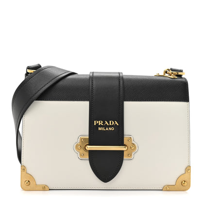 Prada City Calf Saffiano Cahier Bag Talco Black 1 of 11