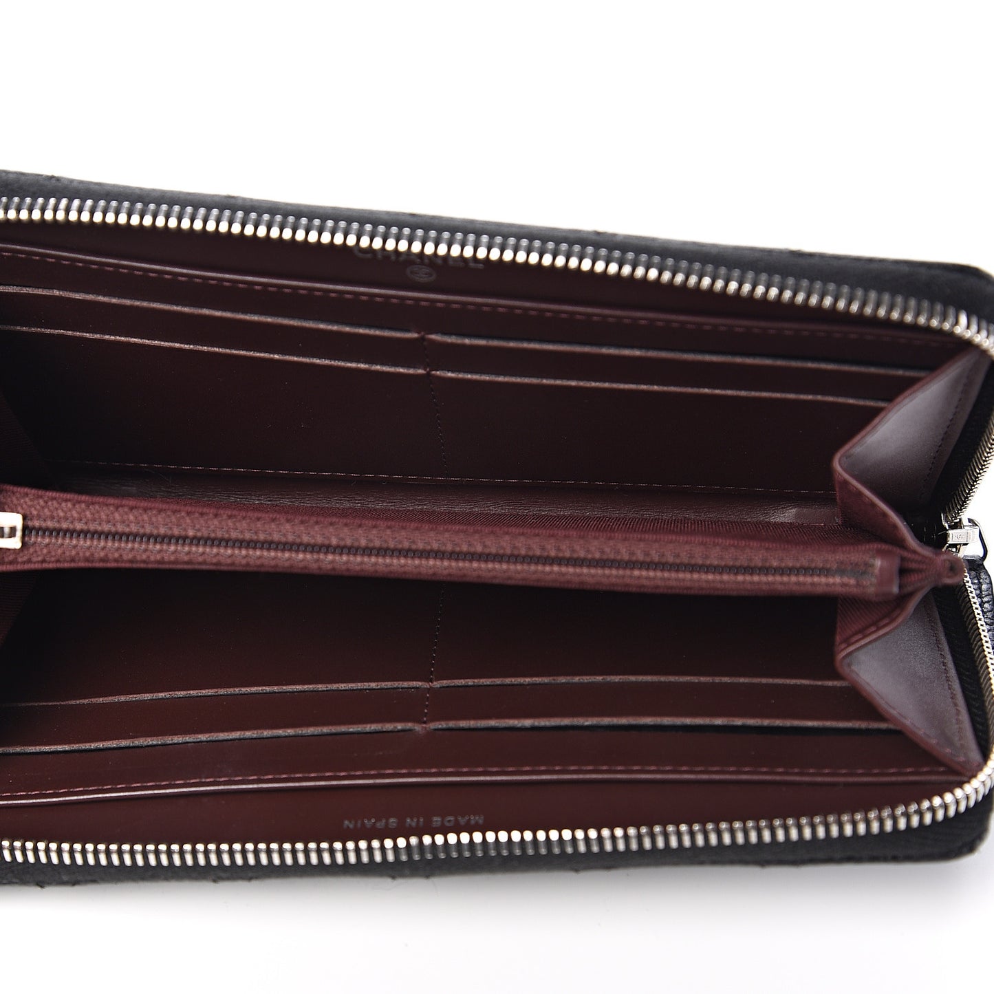 Caviar Quilted Large Gusset Zip Around Wallet Black