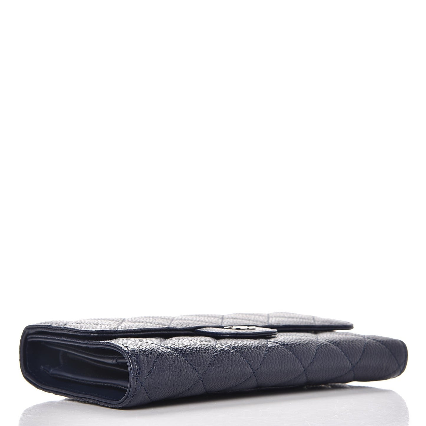 Caviar Quilted Large Flap Wallet Blue