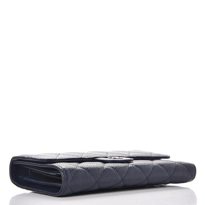 Chanel Caviar Quilted Large Flap Wallet Blue 4 of 9