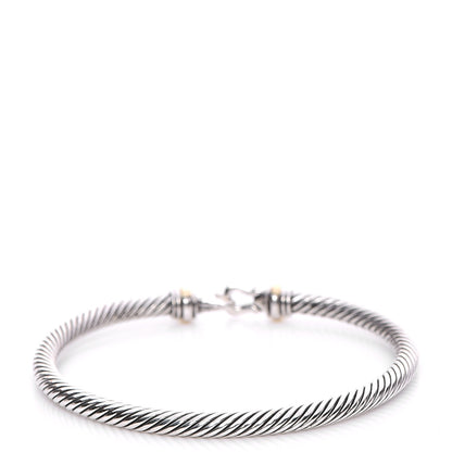 David Yurman Sterling Silver 18K Yellow Gold 4mm Cable Buckle Bracelet 3 of 5
