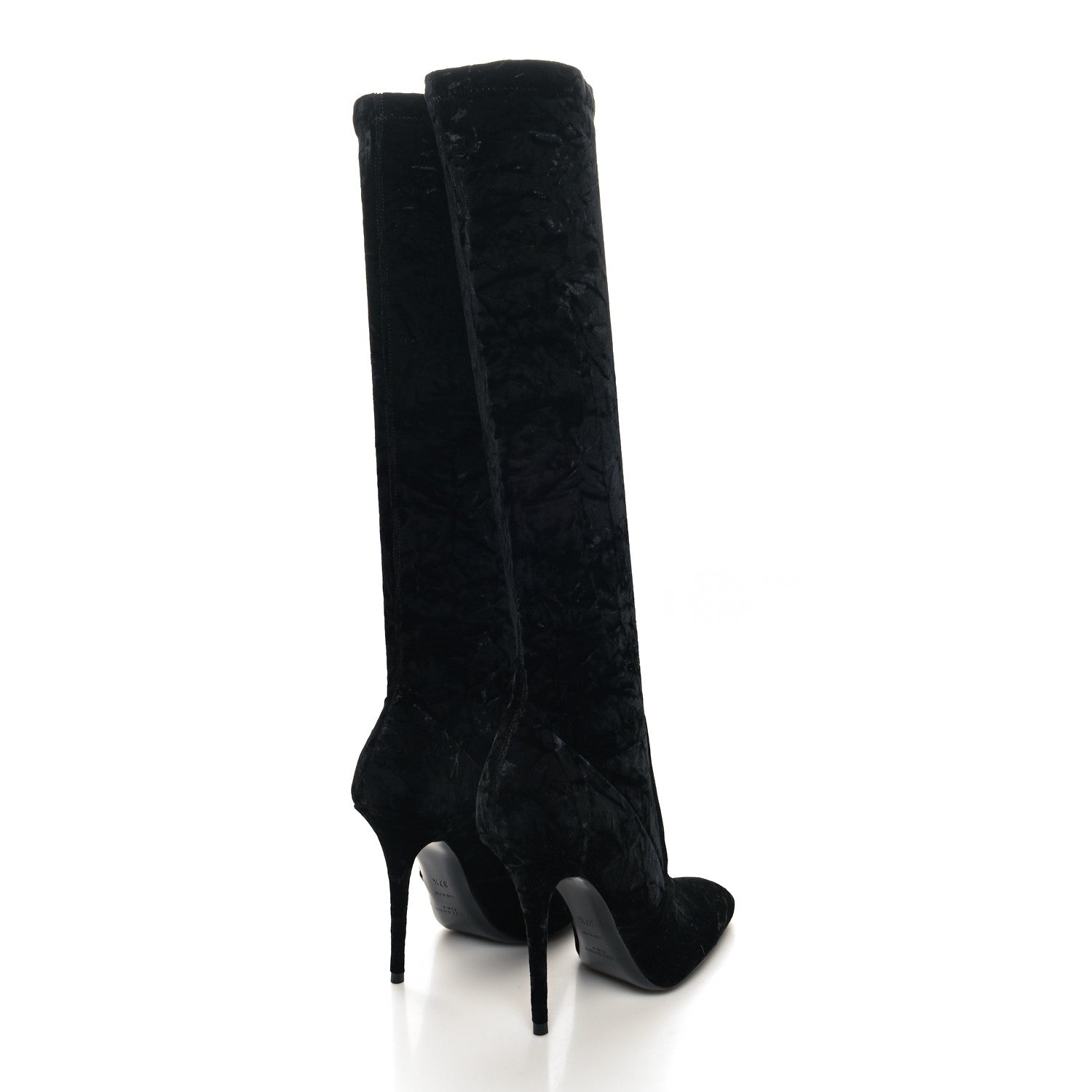Saint Laurent Velvet Talia Tall Boots 37.5 Black 4 of 7