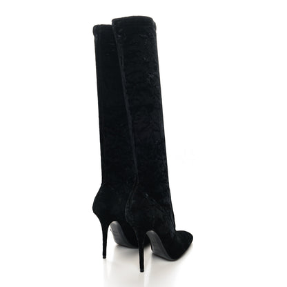 Saint Laurent Velvet Talia Tall Boots 37.5 Black 4 of 7