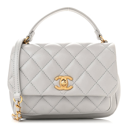 Chanel Calfskin Quilted Top Handle Flap Light Grey 1 of 11