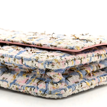 Chanel Tweed Quilted Wallet On Chain WOC Blue Pink Gold 10 of 11