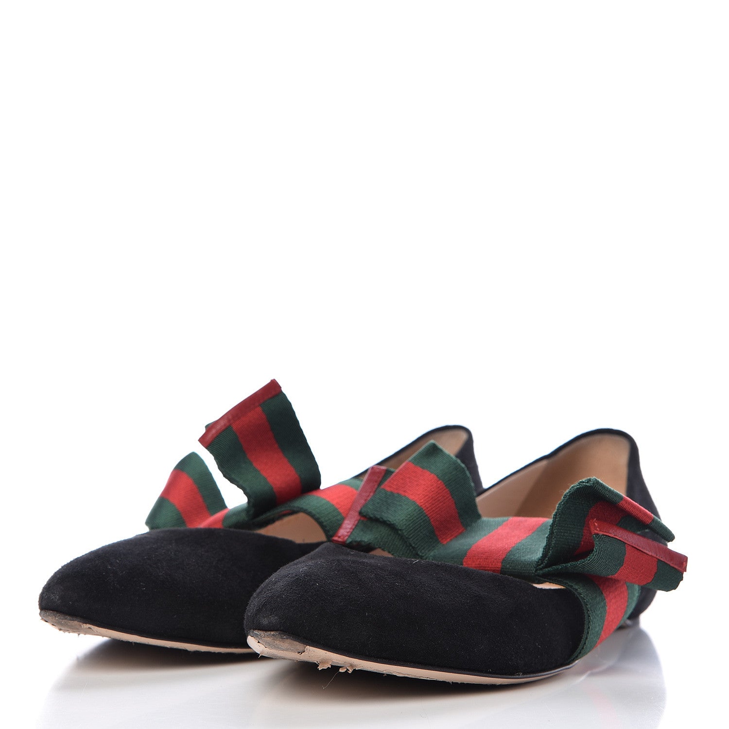Gucci Suede Web Bow Point Toe Ballerina Flats 38.5 Black 3 of 11