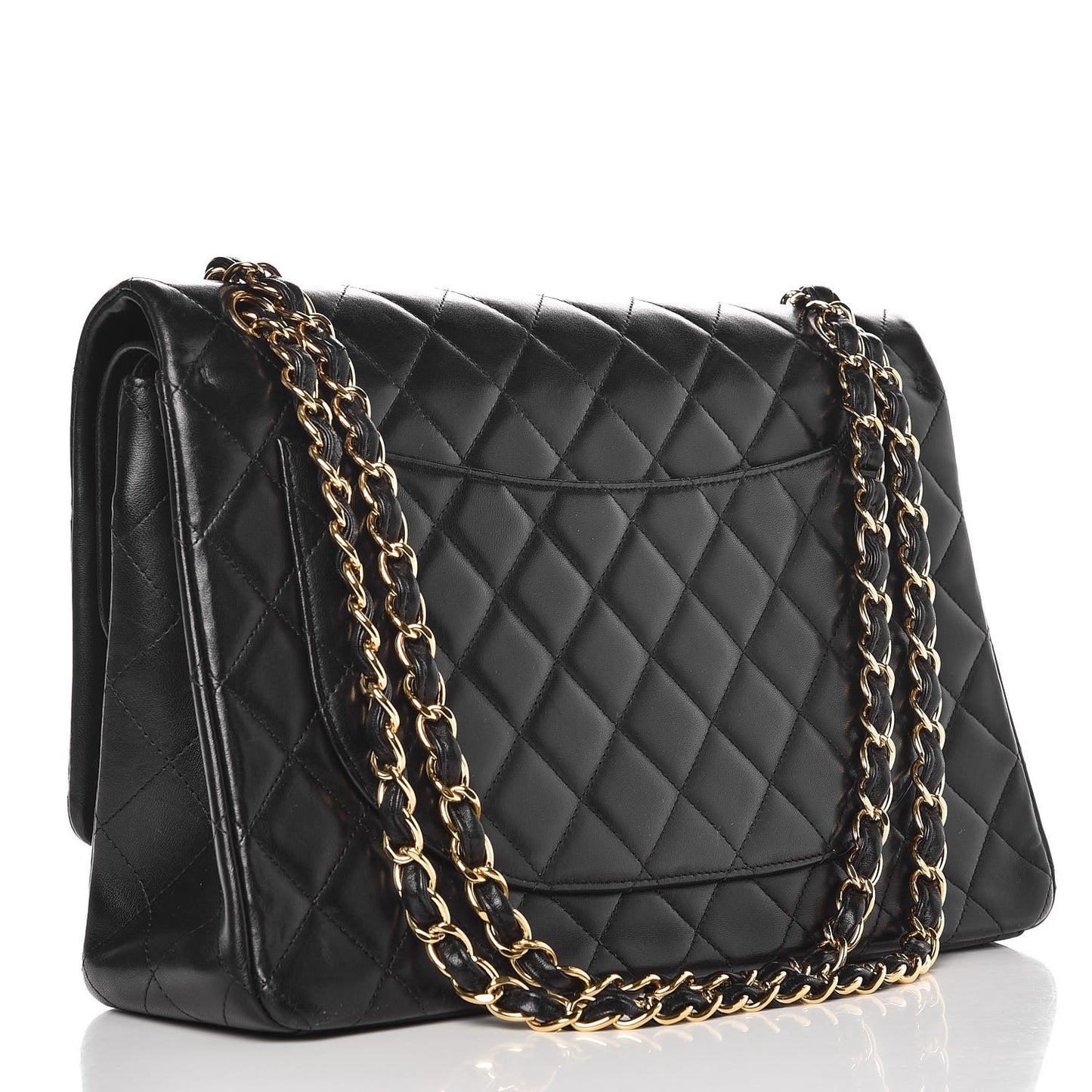Lambskin Quilted Maxi Double Flap Black