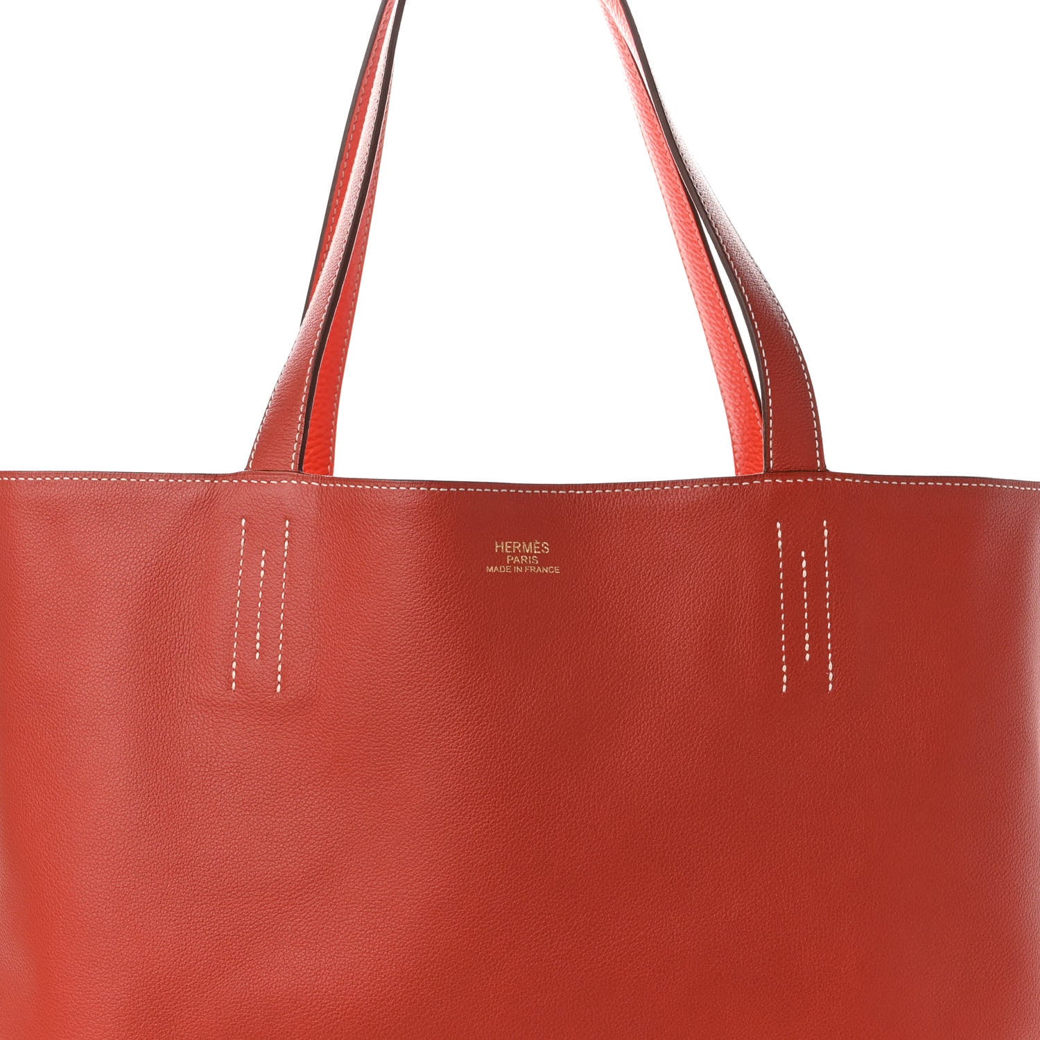 Hermes Taurillon Clemence Double Sens Reversible Tote Sanguine Rose Jaipur 10 of 14