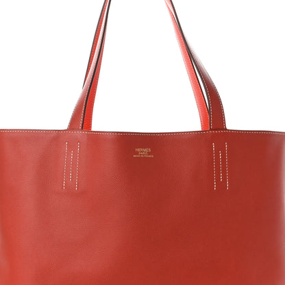 Hermes Taurillon Clemence Double Sens Reversible Tote Sanguine Rose Jaipur 10 of 14