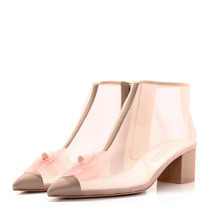 Chanel Mesh Grosgrain Camellia Short Boots 40.5 Pink Beige 3 of 10