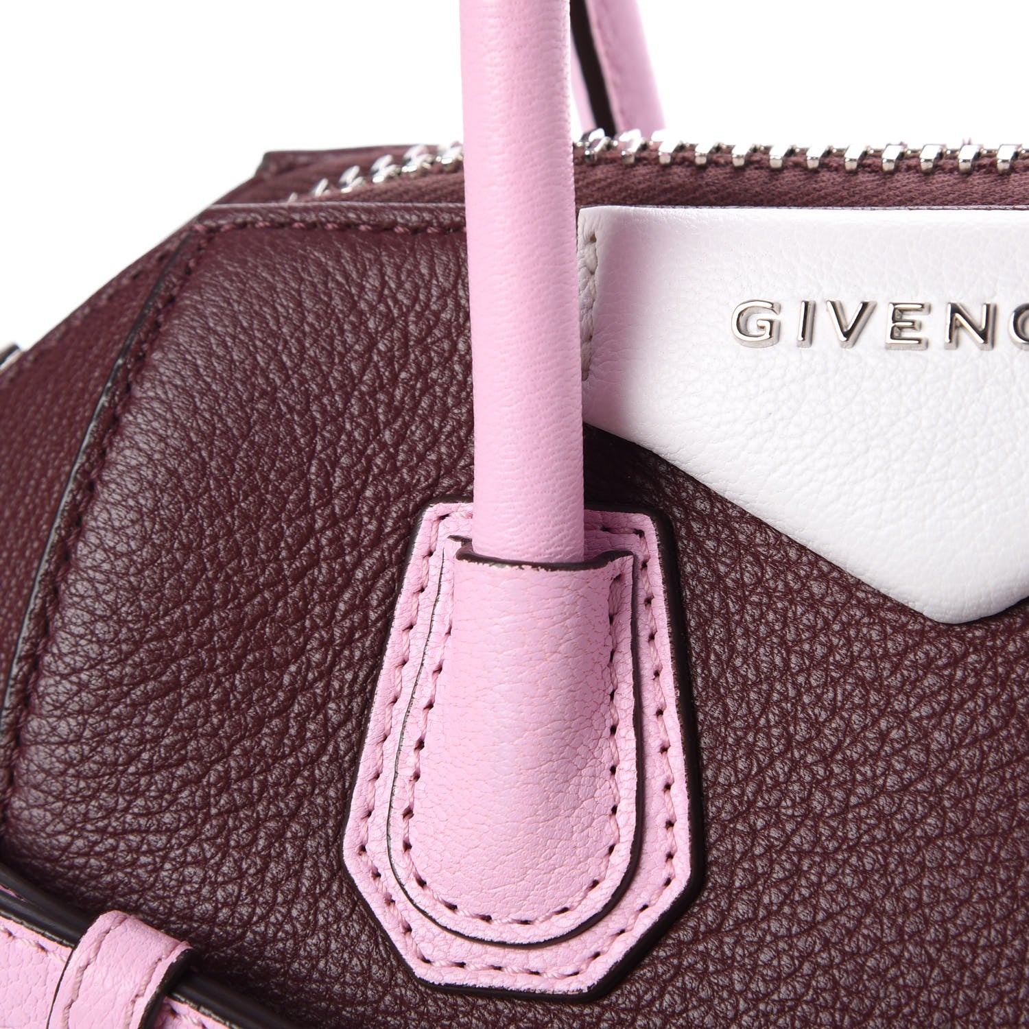 Givenchy Sugar Goatskin Mini Tri-Color Antigona Burgundy Pink White 9 of 9