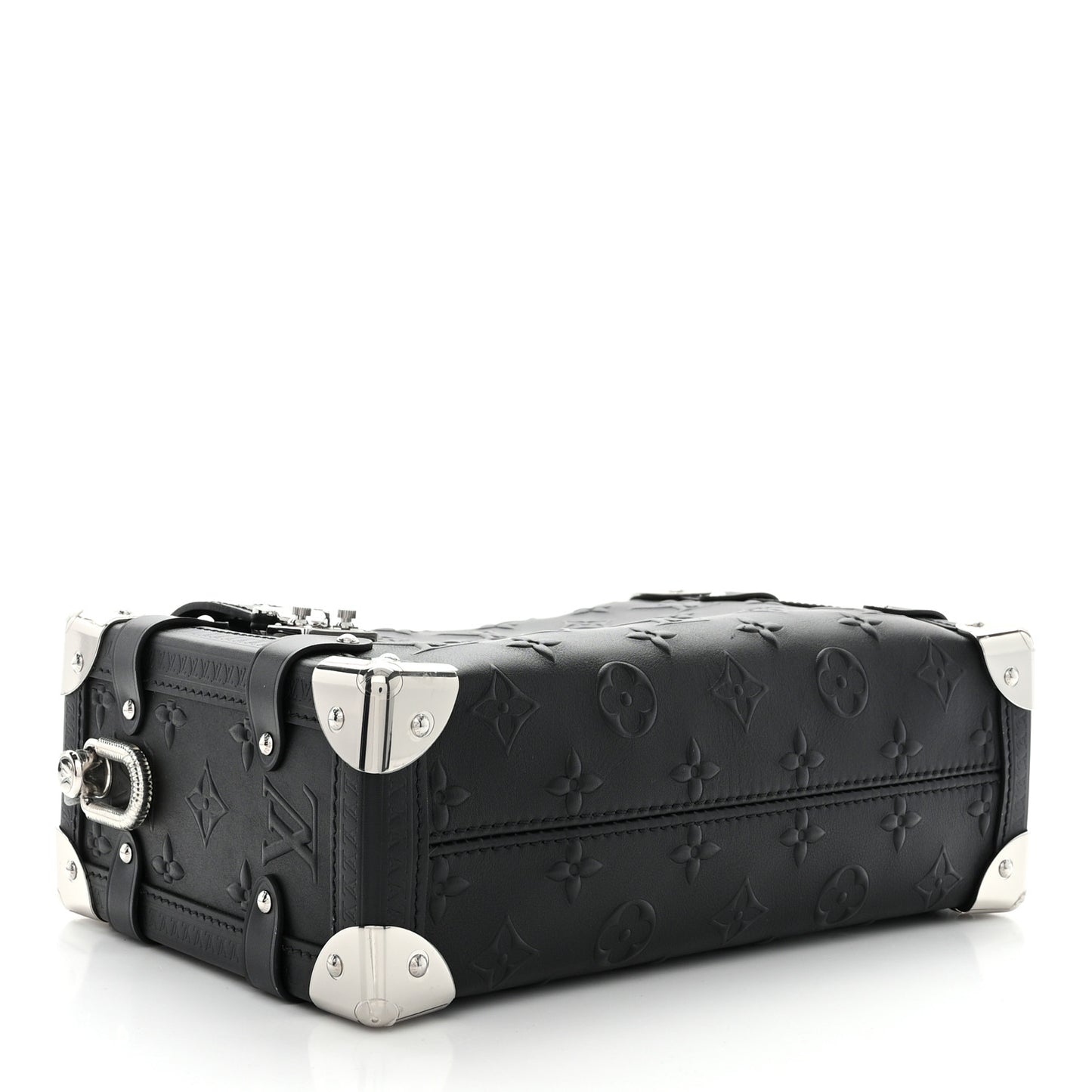 Calfskin Debossed Monogram Side Trunk Black