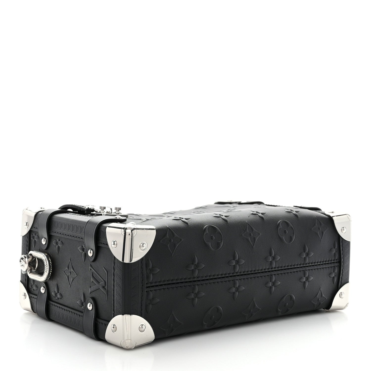 Louis Vuitton Calfskin Debossed Monogram Side Trunk Black 4 of 10