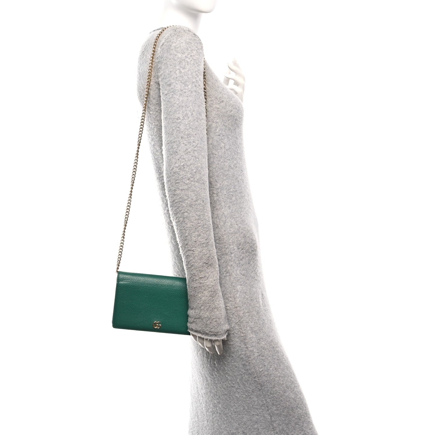 Dollar Calfskin Mini GG Marmont Chain Wallet Emerald Green Salvy Green