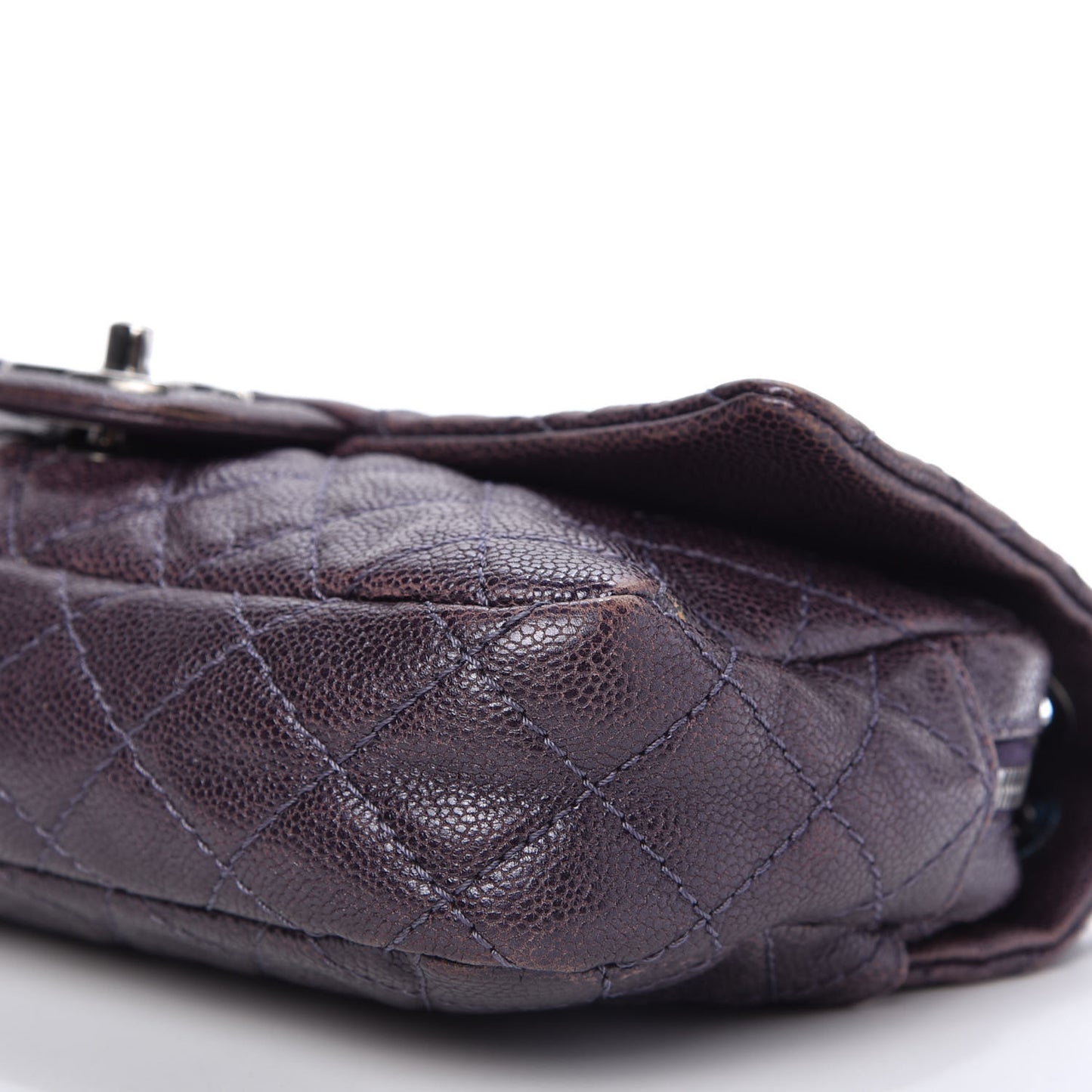 Iridescent Caviar Quilted Small Chic Flap Dark Purple