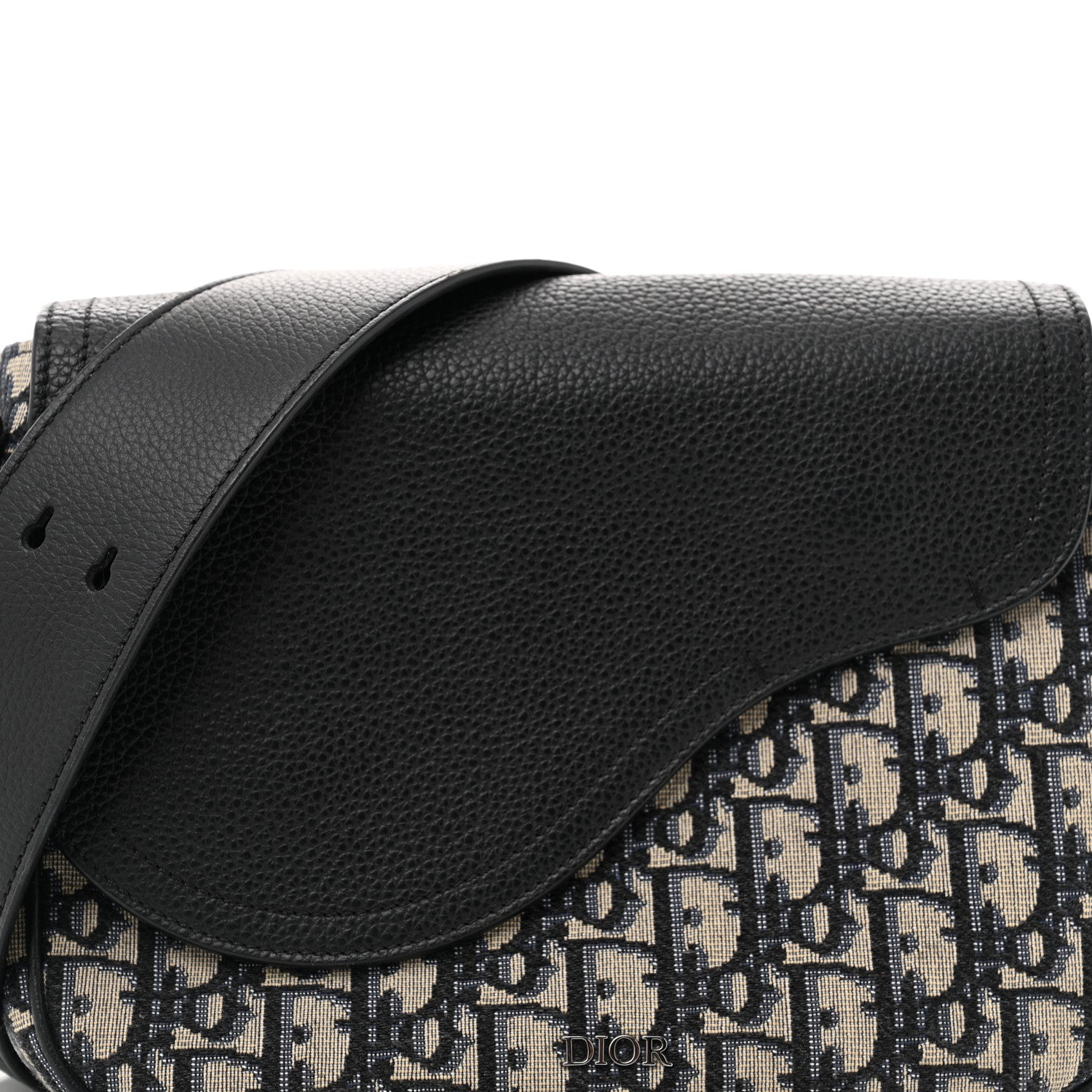 Christian Dior Grained Calfskin Oblique Mini Saddle Messenger Black 8 of 13