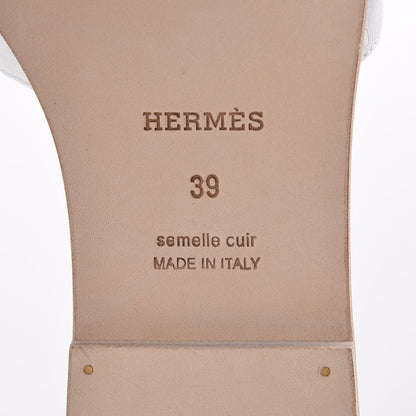 Hermes Ostrich Oran Sandals 39 White 6 of 7