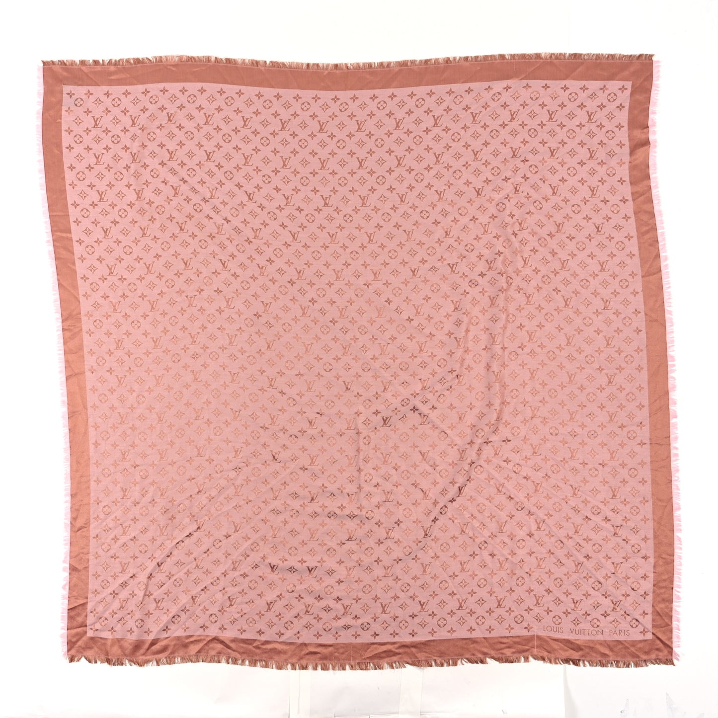 Silk Wool Monogram Denim Shawl Beige Pink