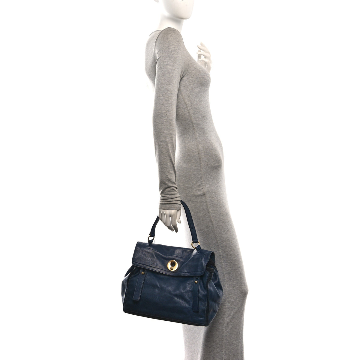 Calfskin Canvas Medium Muse Two Navy