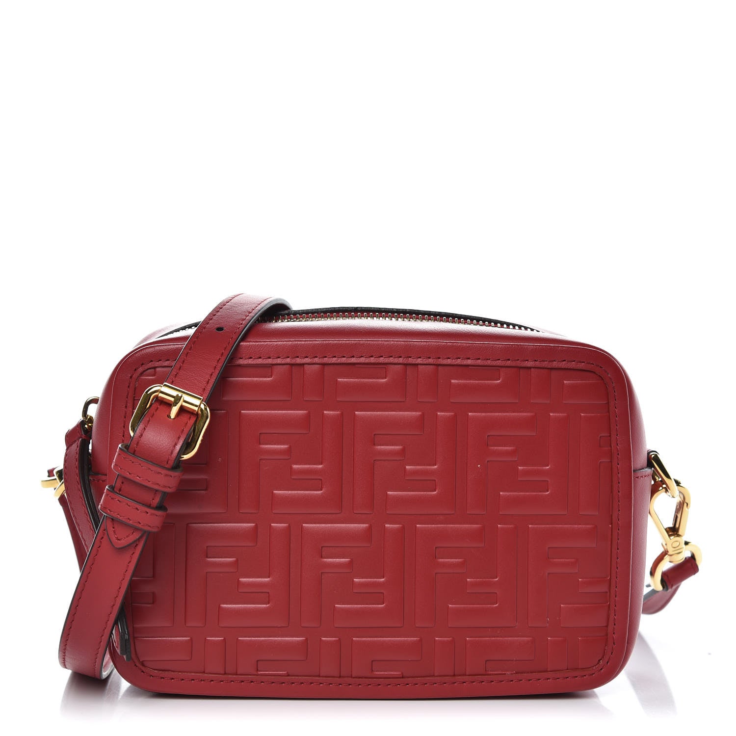 Fendi Vitello Century FF 1974 Embossed Mini Camera Case Fragola 1 of 7
