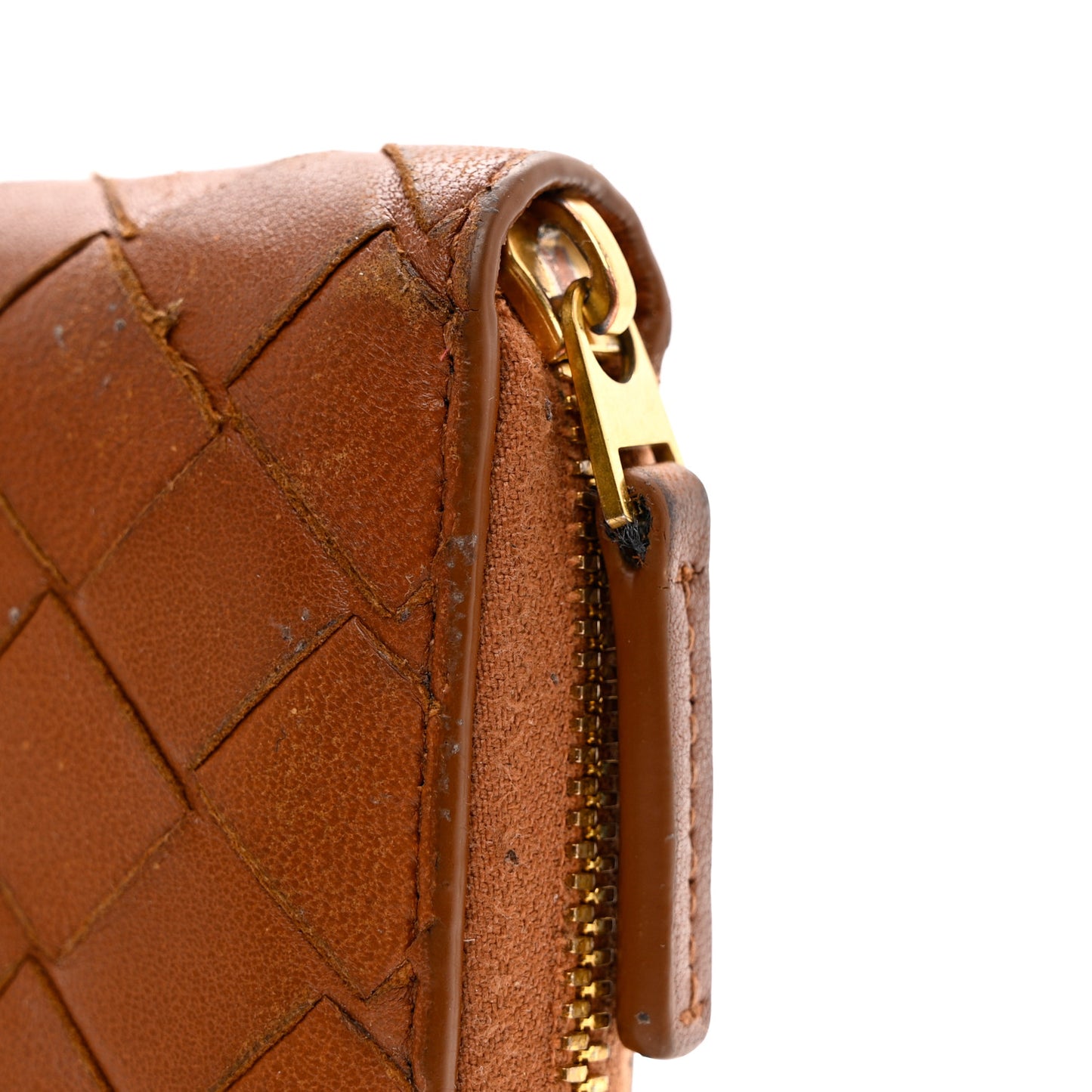 Nappa Intrecciato Zip Around Wallet Brown