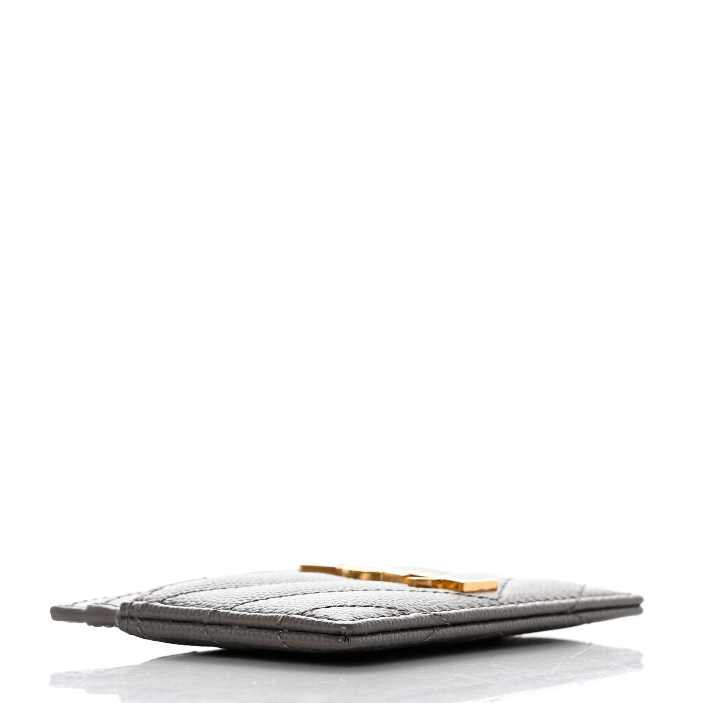 Grain De Poudre Matelasse Chevron Monogram Credit Card Case Fog