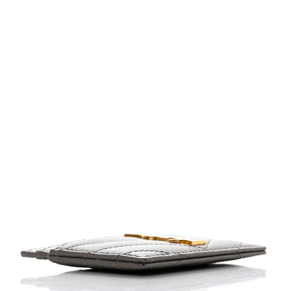 Saint Laurent Grain De Poudre Matelasse Chevron Monogram Credit Card Case Fog 4 of 8